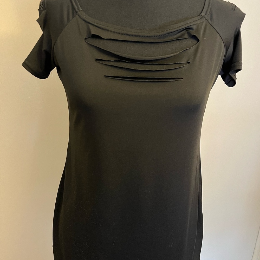 Black Cutout Short Sleeve Top
